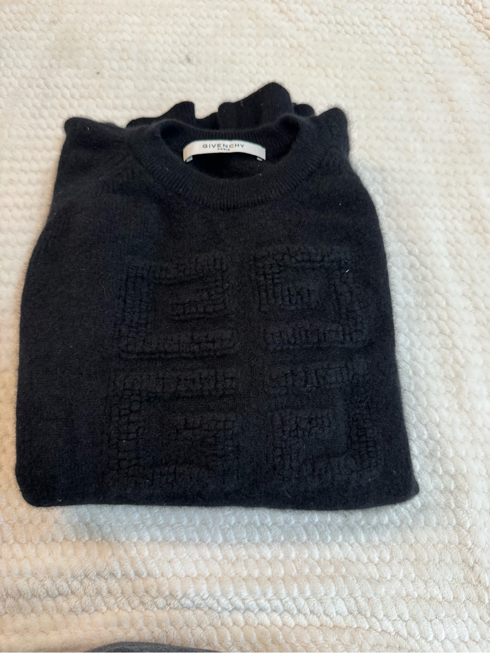 Givenchy Black Crewneck Sweater with Raised Logo